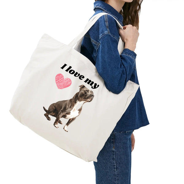 I Love Staffies! 100% Cotton Tote Bag (Single-sided Print)