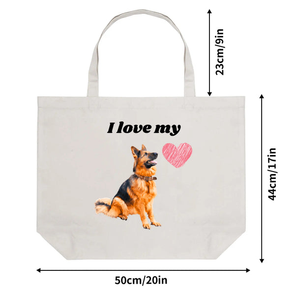 I Love GSDs 1, 100% Cotton Tote Bag (Single-sided Print)
