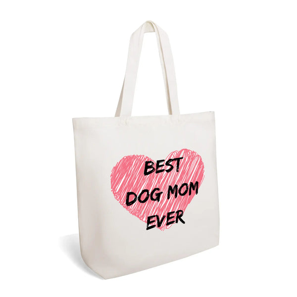 Best Dog Mom Ever!, 100% Cotton Tote Bag (Single-sided Print)