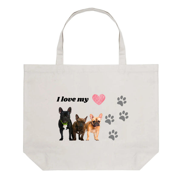 I Love Frenchies! 100% Cotton Tote Bag (Single-sided Print)