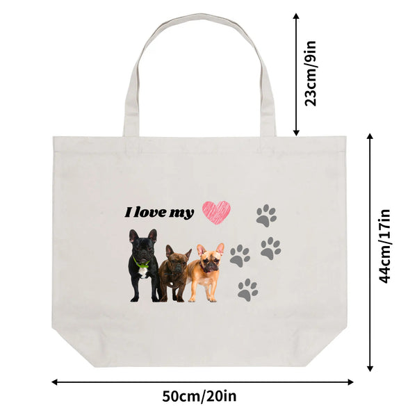 I Love Frenchies! 100% Cotton Tote Bag (Single-sided Print)