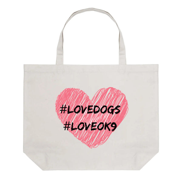 Love Dogs, Love OK9, 100% Cotton Tote Bag (Single-sided Print)