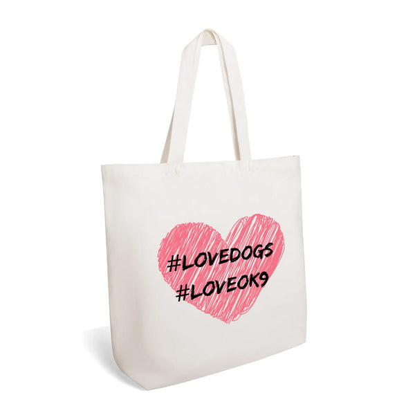 Love Dogs, Love OK9, 100% Cotton Tote Bag (Single-sided Print)