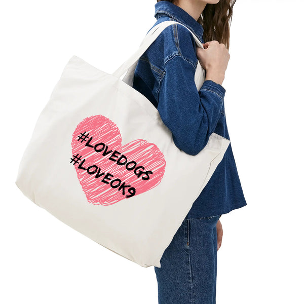 Love Dogs, Love OK9, 100% Cotton Tote Bag (Single-sided Print)