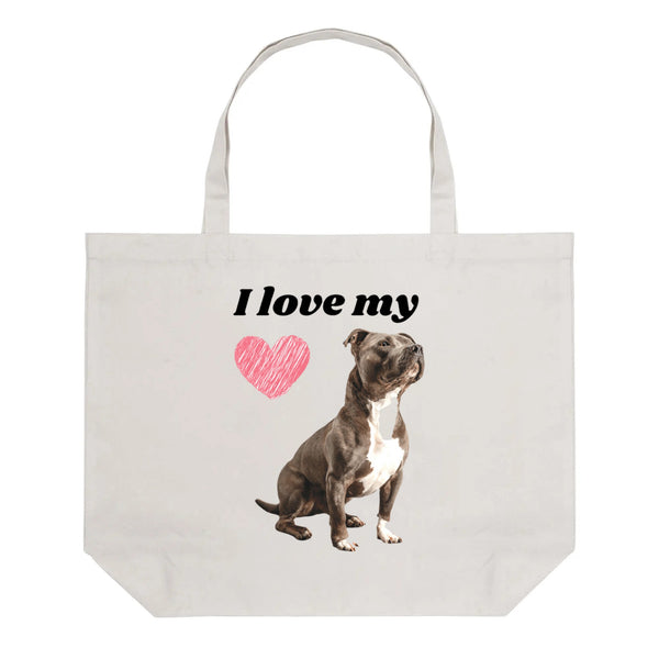 I Love Staffies! 100% Cotton Tote Bag (Single-sided Print)