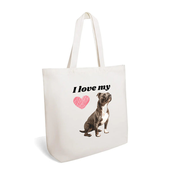 I Love Staffies! 100% Cotton Tote Bag (Single-sided Print)