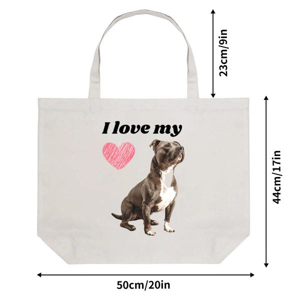 I Love Staffies! 100% Cotton Tote Bag (Single-sided Print)