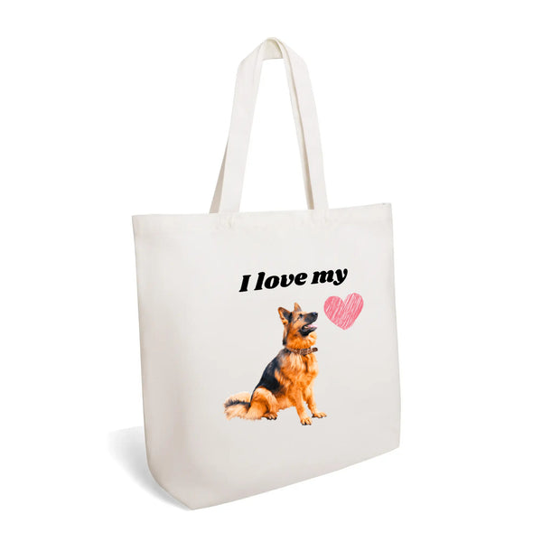 I Love GSDs 1, 100% Cotton Tote Bag (Single-sided Print)