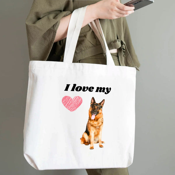 i Love GSDs 2, 100% Cotton Tote Bag (Single-sided Print)