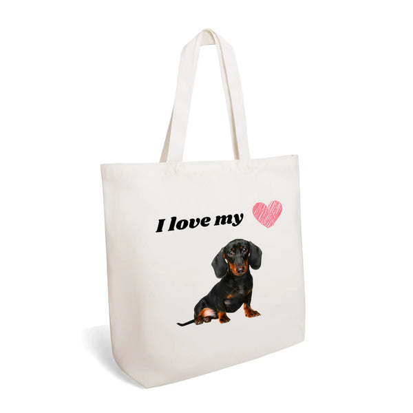 I Love Dachshunds, 100% Cotton Tote Bag (Single-sided Print)