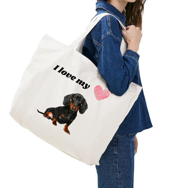 I Love Dachshunds, 100% Cotton Tote Bag (Single-sided Print)