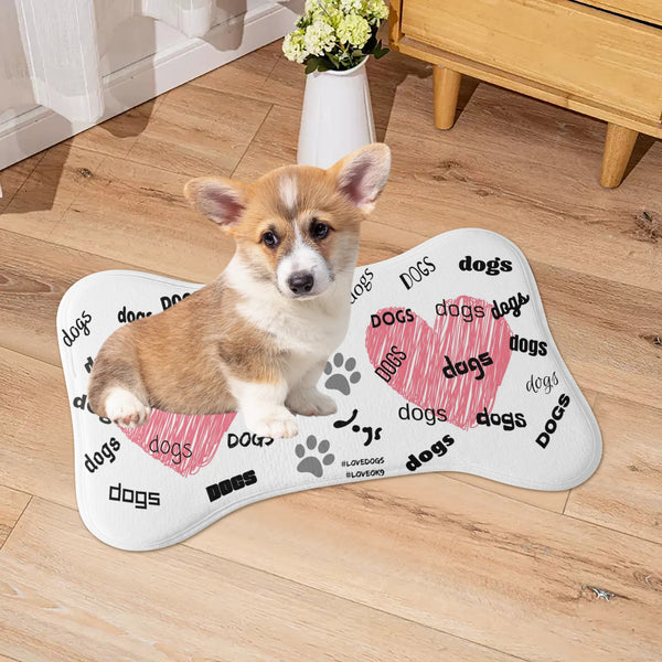 Love dogs, Heart, Big Paws Pet Mat Rug