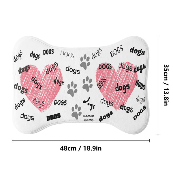 Love dogs, Heart, Big Paws Pet Mat Rug