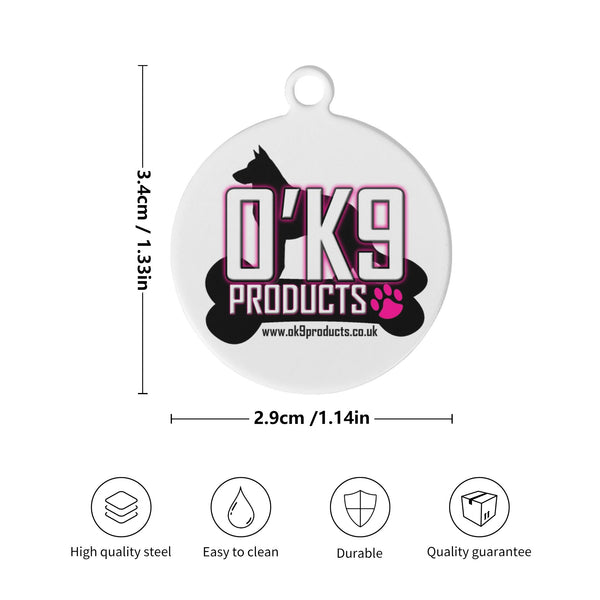 O'K9 Personalized  Laser Metal Alloy Dog ID Tag