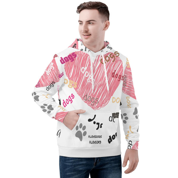 O'K9 - Love Dogs, Mens All Over Print Basic Hoodie