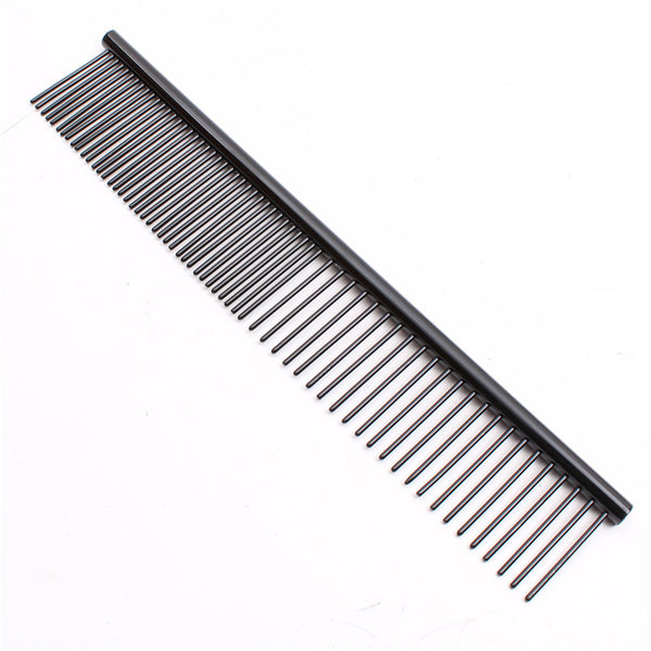 Black Colour Dog Grooming Comb, Stainless Steel - 19cm