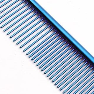 Blue Colour Dog Grooming Comb, Stainless Steel - 19cm