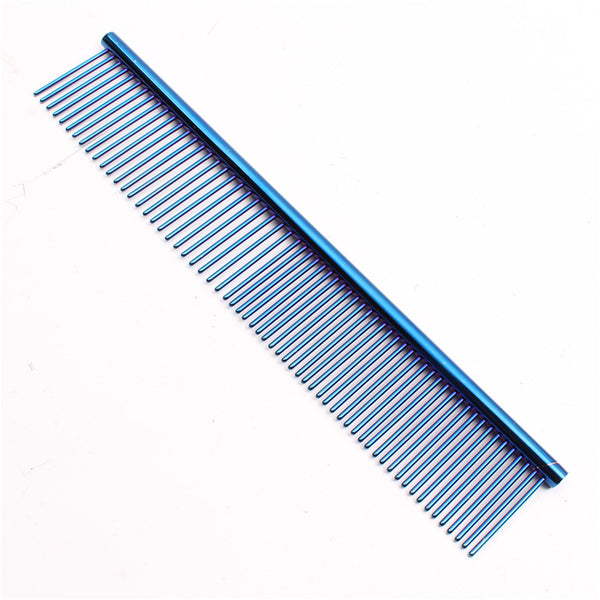 Blue Colour Dog Grooming Comb, Stainless Steel - 19cm
